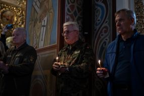 Farewell ceremony for fallen serviceman Robert Pokotylo (call sign Friend "Axe") in St. Michael's Cathedral in Kyiv