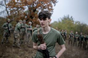 Recruits of the 3rd separate assault brigade of the Armed Forces undergo military training