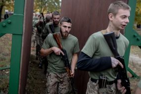 Recruits of the 3rd separate assault brigade of the Armed Forces undergo military training