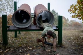 Recruits of the 3rd separate assault brigade of the Armed Forces undergo military training