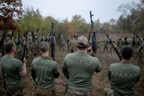Recruits of the 3rd separate assault brigade of the Armed Forces undergo military training