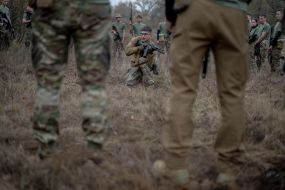 Recruits of the 3rd separate assault brigade of the Armed Forces undergo military training