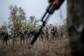 Recruits of the 3rd separate assault brigade of the Armed Forces undergo military training