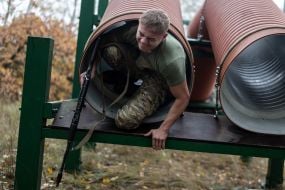 Recruits of the 3rd separate assault brigade of the Armed Forces undergo military training