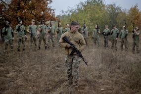 Recruits of the 3rd separate assault brigade of the Armed Forces undergo military training