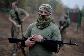 Recruits of the 3rd separate assault brigade of the Armed Forces undergo military training