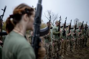 Recruits of the 3rd separate assault brigade of the Armed Forces undergo military training