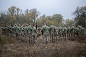 Recruits of the 3rd separate assault brigade of the Armed Forces undergo military training