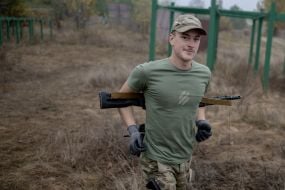 Recruits of the 3rd separate assault brigade of the Armed Forces undergo military training