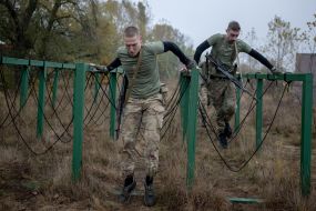 Recruits of the 3rd separate assault brigade of the Armed Forces undergo military training