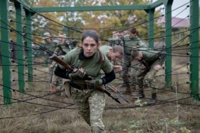 Recruits of the 3rd separate assault brigade of the Armed Forces undergo military training