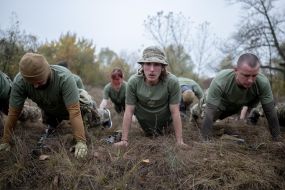 Recruits of the 3rd separate assault brigade of the Armed Forces undergo military training