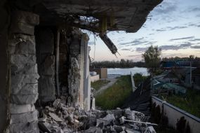 View from a destroyed residential building (Ostriv district) in Kherson