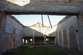The destroyed building of culture in the village of Ivanivka, Chernihiv region