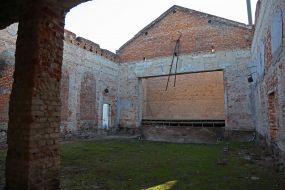 The destroyed building of culture in the village of Ivanivka, Chernihiv region