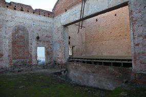 The destroyed building of culture in the village of Ivanivka, Chernihiv region