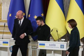 Volodymyr Zelenskyi, Charles Michel and Maya Sandu