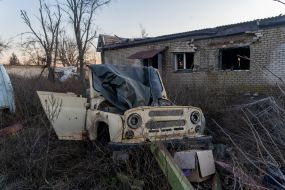 The damaged car in Kharkov region