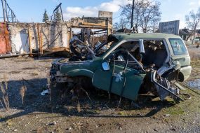The damaged car in Kharkov region