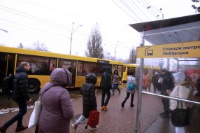 Transport collapse near the "Lybidska" metro station