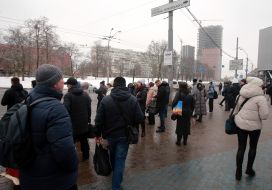 Transport collapse near the "Lybidska" metro station