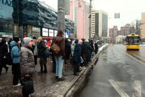 Transport collapse near the "Lybidska" metro station
