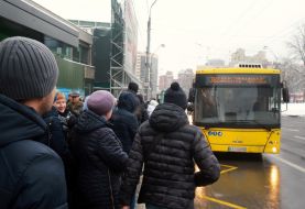 Transport collapse near the "Lybidska" metro station