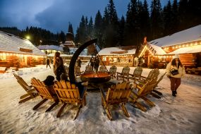 Tourists rest in Bukovel