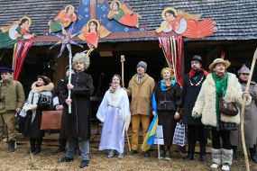 Participants of the theatrical nativity scene during the celebration of "Christmas in the Grove"
