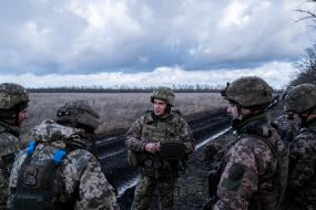 Servicemen of the 55th separate artillery brigade "Zaporizka Sich" at positions near Mariinka