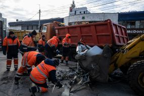 Consequences of a rocket attack near metro station "Luk'yanivska"