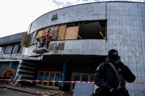 Consequences of a rocket attack near metro station "Luk'yanivska"