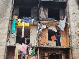 Dilapidated residential building in Solomensky district of Kyiv