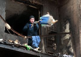 Elimination of the consequences of a missile attack in the Solomensky district of Kyiv