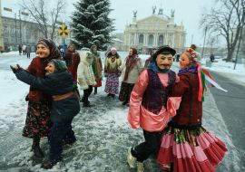 Participants of the theatrical nativity scene