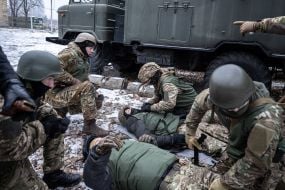 Recruits of the 3rd Separate Airborne Assault Brigade of the Armed Forces undergo basic training