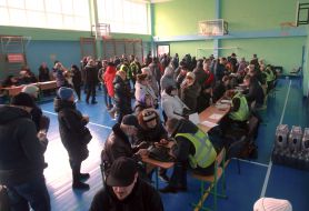 Injured as a result of a rocket attack at the relief headquarters