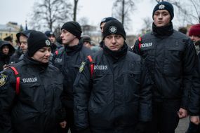 Police officers during the commemoration of the Heroes of the Heavenly Hundred
