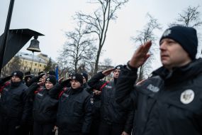 Police officers during the commemoration of the Heroes of the Heavenly Hundred