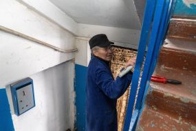 Repair work at the entrance of the house