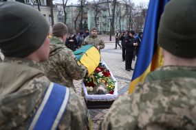 Прощание с литовским добровольцем Тадасом Тумасом в Киеве