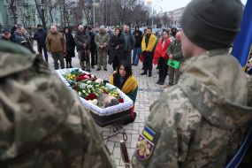 Прощание с литовским добровольцем Тадасом Тумасом в Киеве