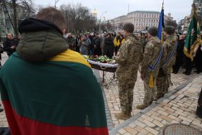Прощание с литовским добровольцем Тадасом Тумасом в Киеве