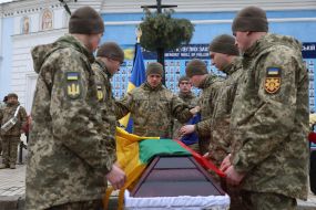 Farewell to Lithuanian volunteer Tadas Tumas in Kyiv
