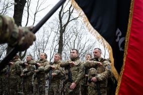 Soldiers of the "Da Vinci Wolves" unit during the swearing-in ceremony