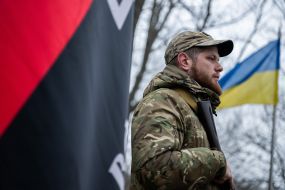 Soldiers of the "Da Vinci Wolves" unit during the swearing-in ceremony