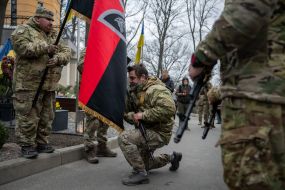 Soldiers of the "Da Vinci Wolves" unit during the swearing-in ceremony