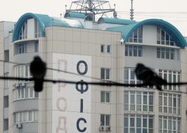 Silhouettes of pigeons on the background of the house