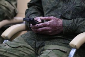 Сaptured mercenaries of the Russian Federation during a press conference