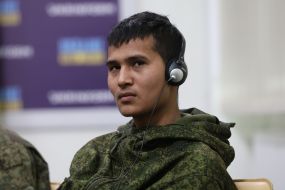 Сaptured mercenaries of the Russian Federation during a press conference